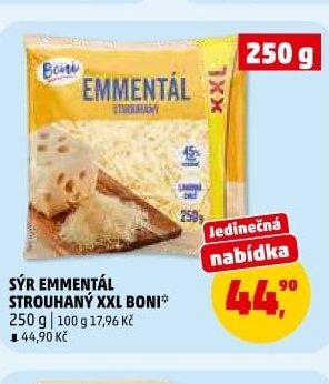 SÝR EMMENTÁL STROUHANÝ XXL BONI 250 g