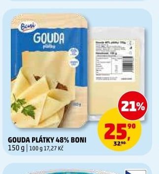 GOUDA PLÁTKY 48% BONI 150 g