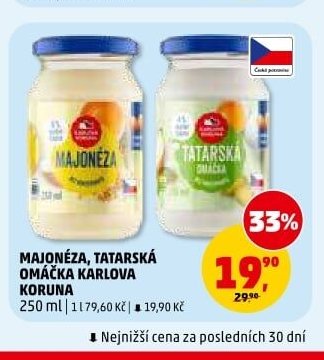 MAJONÉZA, TATARSKÁ OMÁČKA KARLOVA KORUNA 250 ml