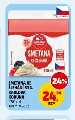 SMETANA KE ŠLEHÁNÍ 33% KARLOVA KORUNA 250 ml