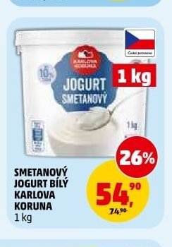 SMETANOVÝ JOGURT BÍLÝ KARLOVA KORUNA 1 kg