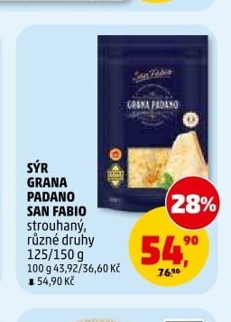 SÝR GRANA PADANO SAN FABIO strouhaný, různé druhy 125/150 g