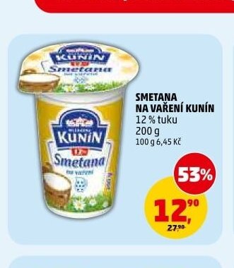 SMETANA NA VAŘENÍ KUNÍN 12 % tuku