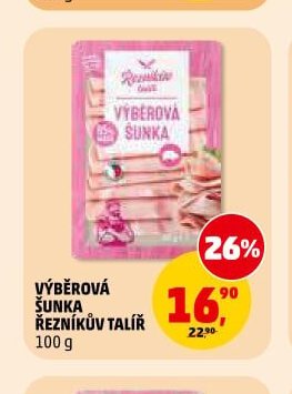 VÝBĚROVÁ ŠUNKA ŘEZNÍKŮV TALÍŘ 100 g