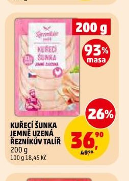 KUŘECÍ ŠUNKA JEMNĚ UZENÁ ŘEZNÍKŮV TALÍŘ 200 g