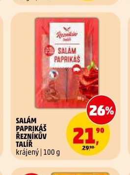 SALÁM PAPRIKÁŠ ŘEZNÍKŮV TALÍŘ krájený | 100 g