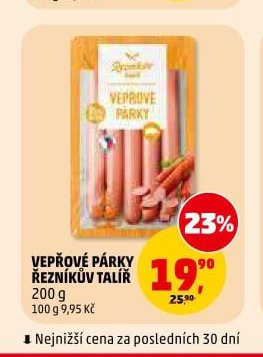 VEPŘOVÉ PÁRKY ŘEZNÍKŮV TALÍŘ 200 g