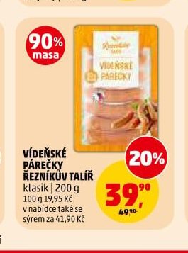 VÍDEŇSKÉ PÁRKY ŘEZNÍKŮV TALÍŘ klasik | 200 g