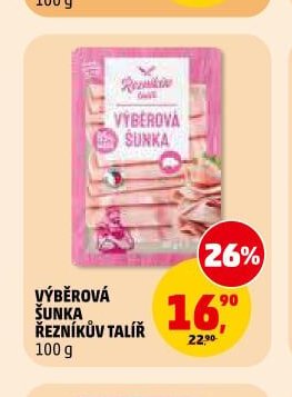 VÝBĚROVÁ ŠUNKA ŘEZNÍKŮV TALÍŘ 100 g