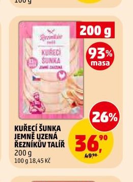 KUŘECÍ ŠUNKA JEMNĚ UZENÁ ŘEZNÍKŮV TALÍŘ 200 g