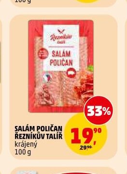 SALÁM POLIČAN ŘEZNÍKŮV TALÍŘ krájený 100 g
