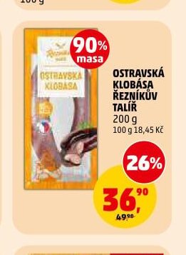 OSTRAVSKÁ KLOBÁSA ŘEZNÍKŮV TALÍŘ 200 g