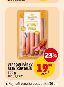 VEPŘOVÉ PÁRKY ŘEZNÍKŮV TALÍŘ 200 g