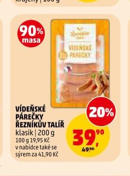VÍDEŇSKÉ PÁRKY ŘEZNÍKŮV TALÍŘ 200 g
