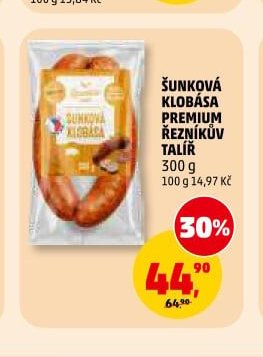 ŠUNKOVÁ KLOBÁSA PREMIUM ŘEZNÍKŮV TALÍŘ 300 g