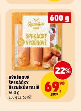 VÝBĚROVÉ ŠPEKÁČKY ŘEZNÍKŮV TALÍŘ 600 g