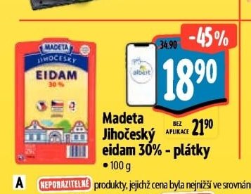 Madeta Jihočeský eidam 30% - plátky
