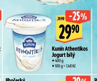 Kunín Athentikos Jogurt bílý