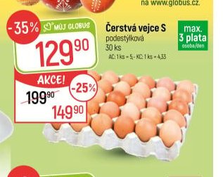 Čerstvá vejce S podestýlková 30 ks