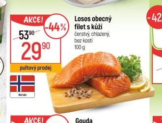 Losos obecný filet s kůží 100 g