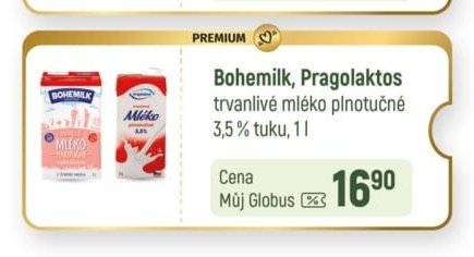 Bohemilk, Pragolaktos trvanlivé mléko plnotučné 3,5% tuku, 1l