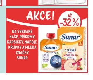 Sunar kaše, příkrmy, kapsičky, nápoje, křupky a mléka