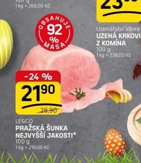 LE&CO PRAŽSKÁ ŠUNKA NEJVYŠŠÍ JAKOSTI 100 g