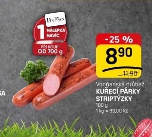 Vodňanská drůbež KUŘECÍ PÁRKY STRIPTÝZKY 100 g