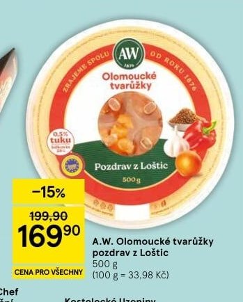 A.W. Olomoucké tvarůžky pozdrav z Loštic