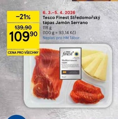 Tesco Finest Středomořský tapas Jamón Serrano - Tesco akcniletaky.com