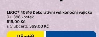 LEGO 40816 Dekorativní velikonoční vajíčko - Tesco akcniletaky.com