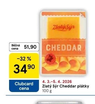 Zlatý Sýr Cheddar plátky