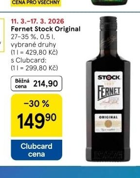 Fernet Stock Original 27-35 %, 0,5 l