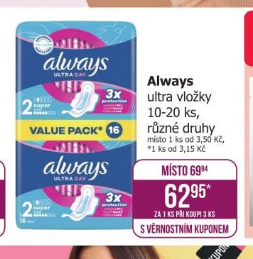 Always ultra vložky 10-20 ks, různé druhy