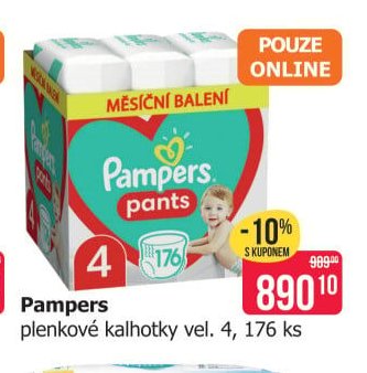 Pampers plenkové kalhotky vel. 4, 176 ks