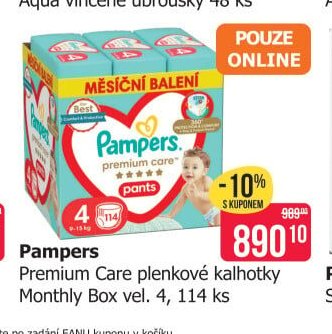 Pampers Premium Care plenkové kalhotky Monthly Box vel. 4, 114 ks
