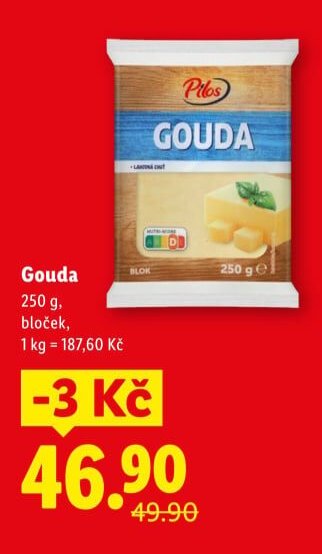 Pilos Gouda, 250 g, bloček - Lidl akcniletaky.com