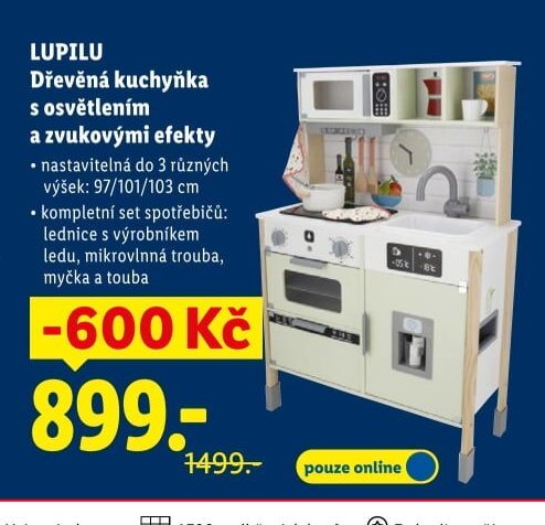 LUPILU Dřevěná kuchyňka s osvětlením a zvukovými efekty - Lidl akcniletaky.com