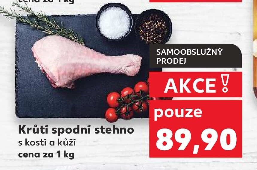 Krůtí spodní stehno s kostí a kůží