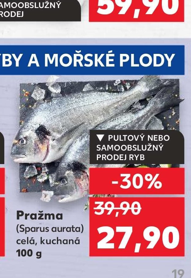 Pražma (Sparus aurata) celá, kuchaná
