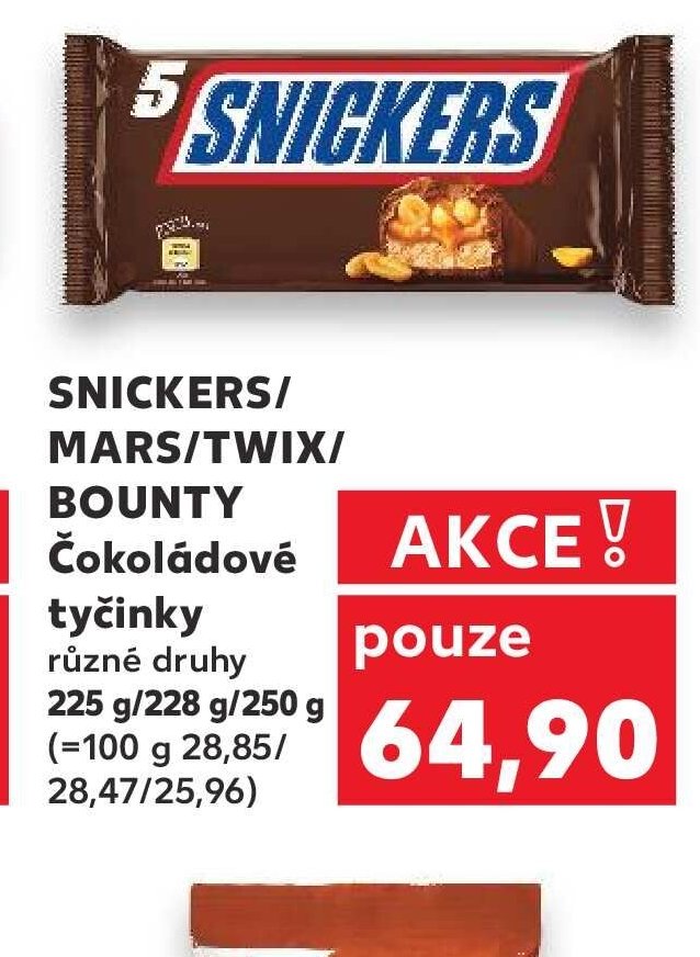 SNICKERS/MARS/TWIX/BOUNTY Čokoládové tyčinky