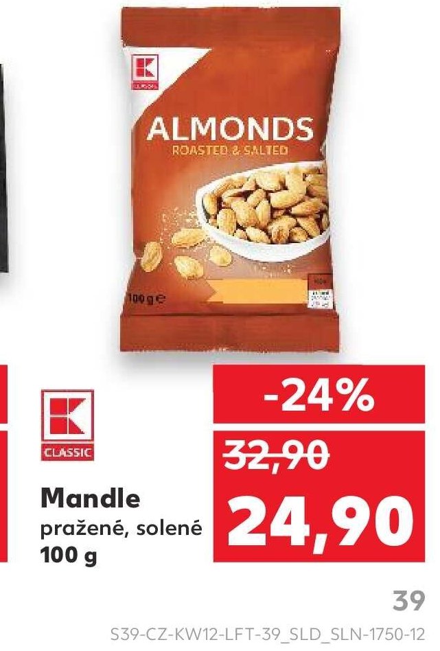 Mandle pražené, solené