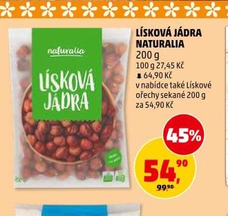 LÍSKOVÁ JÁDRA NATURALIA 200 g