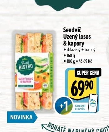 Sendvič Uzený losos & kapary