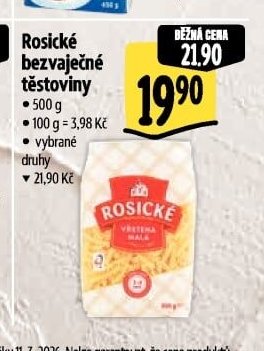 Rosické bezvaječné těstoviny