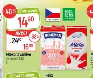 Mléko trvanlivé plnotučné 3,5%