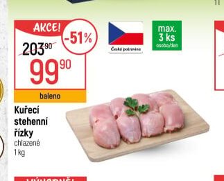 Kuřecí stehenní řízky chlazené