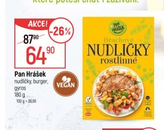 Pan Hrášek nudličky, burger, gyros