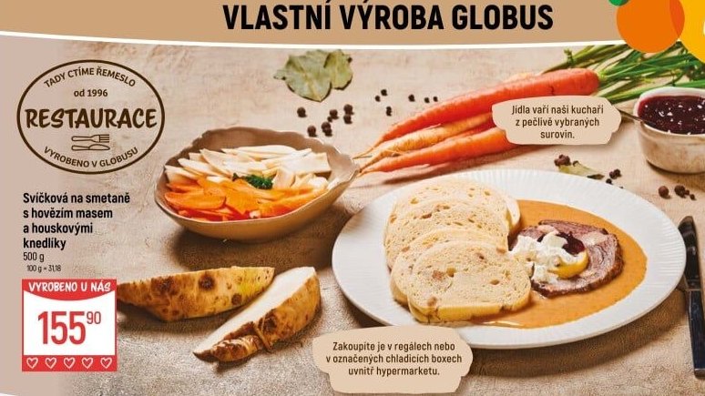 Svíčková na smetaně s hovězím masem a houskovými knedlíky