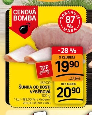 ŠUNKA OD KOSTI VÝBĚROVÁ